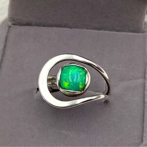 Sterling Silver Fire Opal Ring Size 8